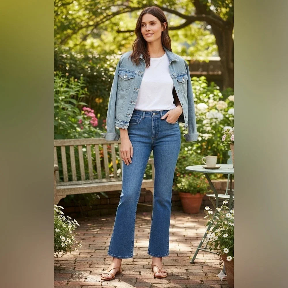 Loft Vent Hem High Rise Kick Crop Jeans, size 10